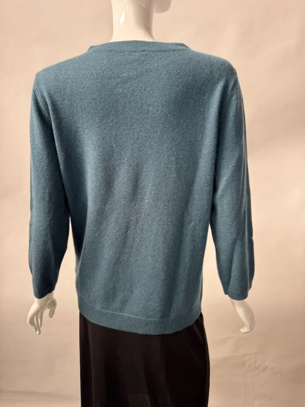 Talbots 100% Cashmere Teal 3/4 Sleeve Lightweight Sweater Womens Size L - Picture 12 of 16